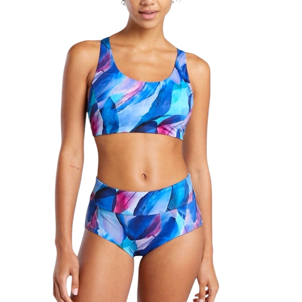 Athleta Malibu Bikini Make a Splash print Swim set